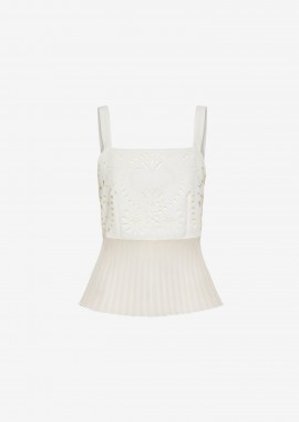Cutcuutur - Tank Top with Peplum in White