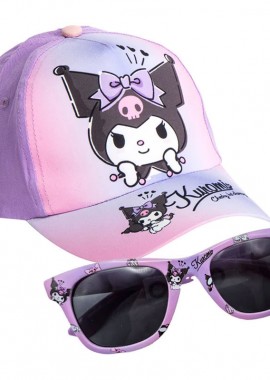 Hello Kitty Kuromi - Hello Kitty Kuromi σετ γυαλιών ηλίου και καπέλου μπέιζμπολ με UV 400 Ροζ