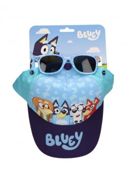 Bluey - Bluey Team σετ γυαλιών ηλίου και καπέλου μπέιζμπολ με UV 400 Μπλε