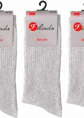 Σετ 3 Τεμ Ανδρική Αθλητική Κάλτσα Πετσετέ Γκρι Γκρι