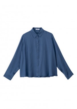 Philosophy Satin Fine Ecovero Long Sleeve Shirt SH77261 Μπλέ