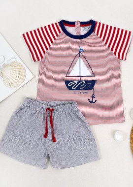 - RED NAVY STRIPES PAJAMA SET
