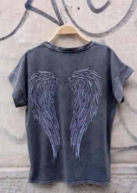 casual t-shirt Angel ανθρακί