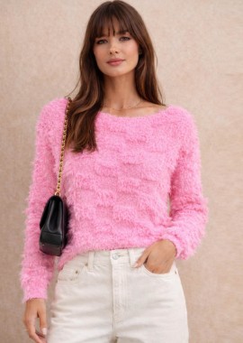 PerfectDress.gr - soft πλεκτή μπλούζα Cubes bubblegum ροζ