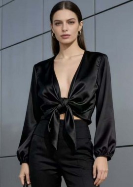 PerfectDress.gr - chic σατέν μπολερό Jojo μαύρο