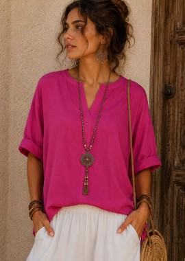 PerfectDress.gr - boho cotton τουνίκ Terra φούξια