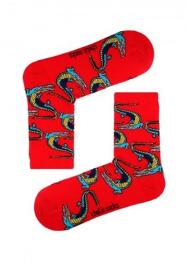 chetic socks - Unisex κάλτσες με κροκόδειλο κόκκινο