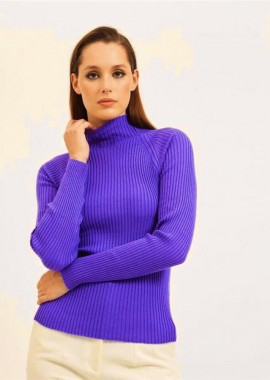 Rosaceae ριμπ γυναικεία μπλούζα μοβ