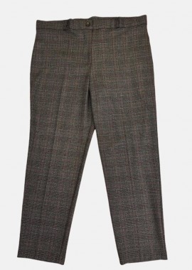 Γυναικείο παντελόνι Bigsize με λεπτές γραμμες γκρι-μαύρο-ροζ