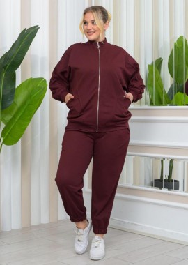 SINDY γυναικείο παντελόνι φόρμαs μπορντό (BIGSIZE)