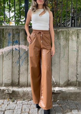 RICCI γυναικεία παντελόνα δερματίνη με λάστιχο στη μεση