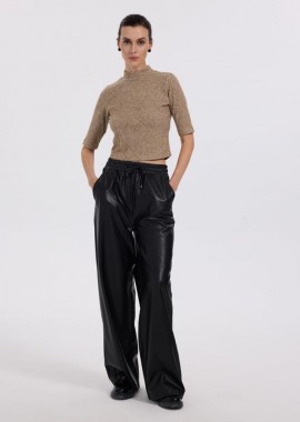 RICCI γυναικεία παντελόνα δερματίνη με λάστιχο στη μεση