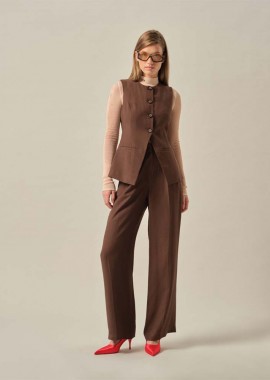 BOIKA γυναικείο σετ υφασμάτινο παντελόνι-γιλέκο ( ΚΑΦΕ)