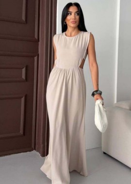 LYDIA ΓΥΝΑΙΚΕΙO ΑΜΑΝΙΚΟ MAKΡΥ ΦΟΡΕΜΑ (ΕΚΡΟΥ)