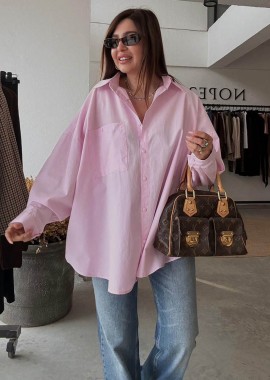NAMMOS πουκαμίσα οversized μακρια ροζ