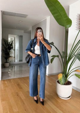 SOU - SALDA γυναικείο denim μπλε jean με ίσιο μπατζάκι
