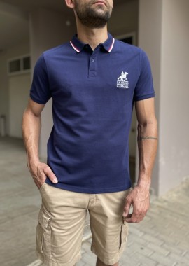 US Grand Polo Ανδρική μπλε πόλο κοντομάνικη μπλούζα USN41598M