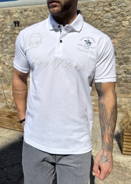 Everbest ανδρική λευκή Polo μπλούζα με σχέδια Plus Size 252828W