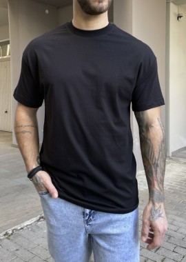 Ανδρική μαύρη κοντομάνικη μπλούζα Oversized TST0426