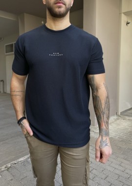 Marrakech ανδρική μπλε ριπ κοντομάνικη μπλούζα με τύπωμα TST2455B