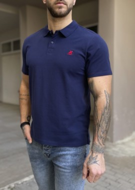 US Grand Polo Ανδρική μπλε πόλο κοντομάνικη μπλούζα USN41599MB