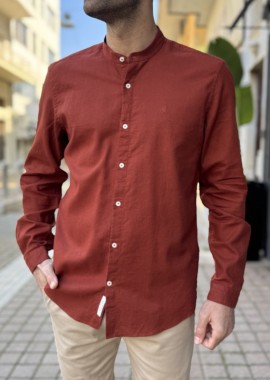 Ανδρικό λινό εκάι πουκάμισο με μάο γιακά 2347E