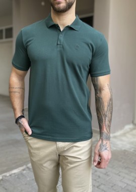Ανδρική κυπαρισσί βαμβακερή κοντομάνικη μπλούζα Polo 4331L