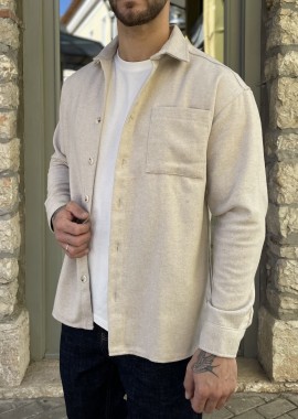 Ανδρικό μπεζ Overshirt με γιακά RMZ328B