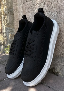 Ανδρικά ασπρόμαυρα Sneakers με λαστιχένια σόλα CH987M