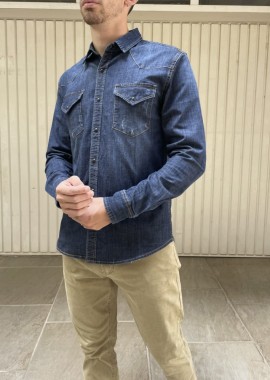 Bread and Buttons ανδρικό τζιν μακρυμάνικο πουκάμισο BC0168