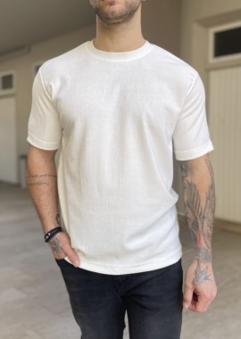 Marrakech ανδρική εκρού ανάγλυφη κοντομάνικη μπλούζα TST2420E