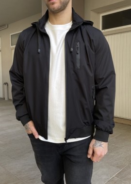 Ανδρικό μαύρο Jacket με κουκούλα WS8032