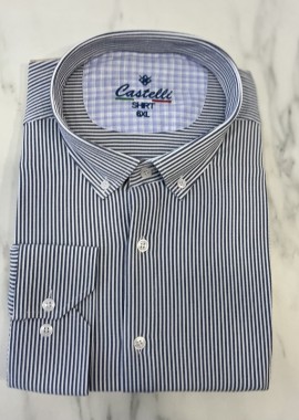 Ανδρικό μπλε ριγέ πουκάμισο με γιακά CA2522