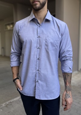 Ανδρικό γαλάζιο πουκάμισο με γιακά και τσέπη στο στήθος 0083G