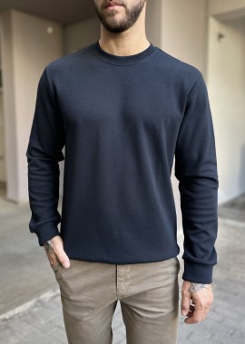 Ανδρική μπλε πικέ μακρυμάνικη μπλούζα 4403