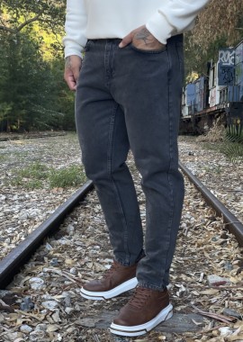 Ανδρικό μαύρο σταθερό Loose Jean πεντάτσεπο με φερμουάρ 2023