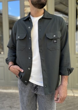 Ανδρικό πράσινο overshirt με γιακά 4501