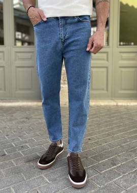 Ανδρικό μπλε Loose τζιν ελαστικό πεντάτσεπο με φερμουάρ 8961
