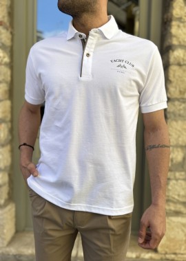 Everbest ανδρική λευκή Polo μπλούζα Plus Size 262838