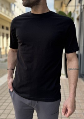 Ανδρική βαμβακερή μαύρη κοντομάνικη Oversized μπλούζα KEF2622M