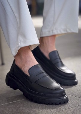 Ανδρικά μαύρα παπούτσια loafers CH2417