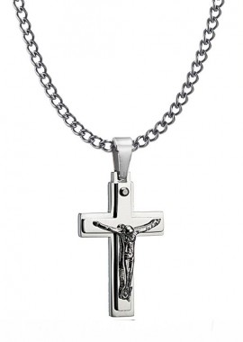 Κολίε Από Ατσάλι Με Σταυρό AS12032