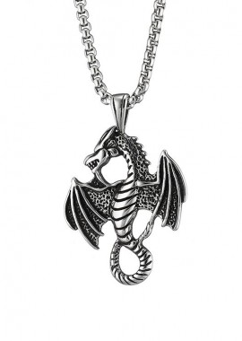 Κολιέ Από Ανοξείδωτο Ατσάλι Με ΔράκοAS15952