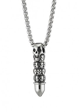 Κολιέ Από Ανοξείδωτο Ατσάλι Τοτέμ Με Νεκροκεφαλές AS15989
