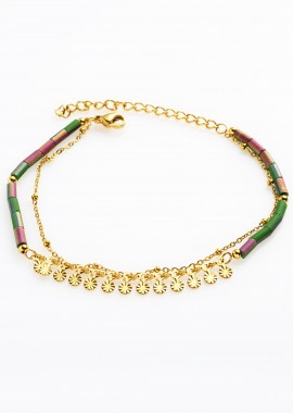 ΔΙΠΛΟ ΧΡΥΣΟ ΒΡΑΧΙΟΛΙ ΜΕ ΚΡΕΜΑΣΤΟΥΣ ΗΛΙΟΥΣ ΚΑΙ ΠΡΑΣΙΝΟ/ΜΠΛΕ ΧΑΝΤΡΕΣ