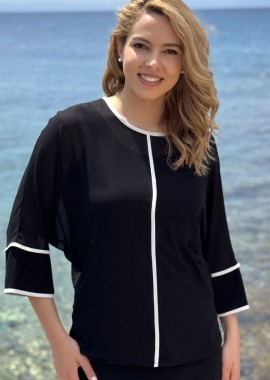ΜΑΥΡΗ ΜΠΛΟΥΖΑ ΜΟΥΣΕΛΙΝΑ ΜΕ ΔΙΑΚΟΣΜΗΤΙΚΑ ΡΕΛΙΑ
