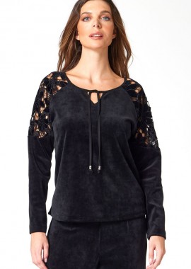 ΒΕΛΟΥΔΙΝΗ ΜΠΛΟΥΖΑ ΜΕ ΔΑΝΤΕΛΑ ΣΤΟΥΣ ΩΜΟΥΣ