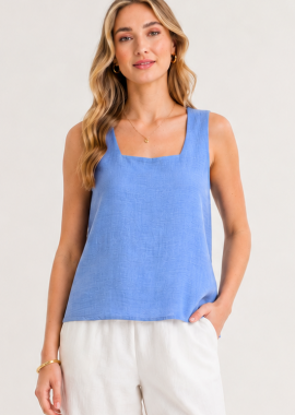 Anna Raxevsky - ΓΑΛΑΖΙΑ ΑΜΑΝΙΚΗ ΜΠΛΟΥΖΑ LINEN-LOOK