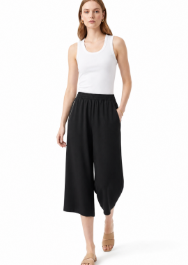 Anna Raxevsky - ΜΑΥΡΗ ZIP CULOTTE LINEN-LOOK
