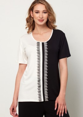 ΔΙΧΡΩΜΗ ΜΠΛΟΥΖΑ ΜΕ ΔΑΝΤΕΛΑ